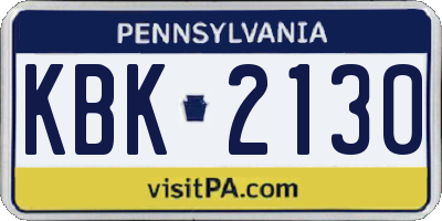 PA license plate KBK2130
