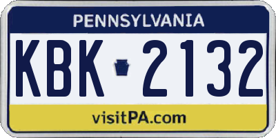 PA license plate KBK2132