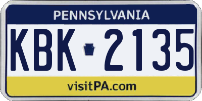 PA license plate KBK2135