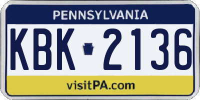 PA license plate KBK2136