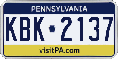 PA license plate KBK2137