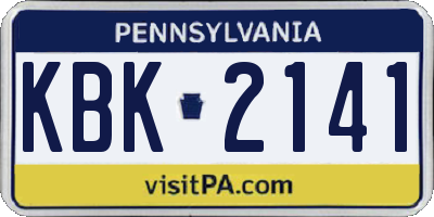 PA license plate KBK2141