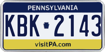 PA license plate KBK2143