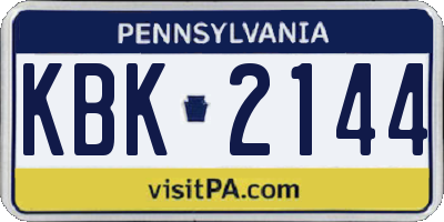 PA license plate KBK2144