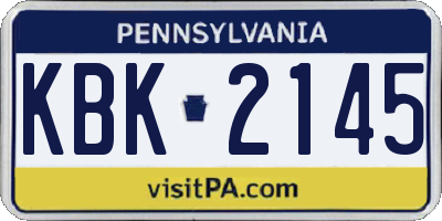 PA license plate KBK2145