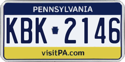 PA license plate KBK2146