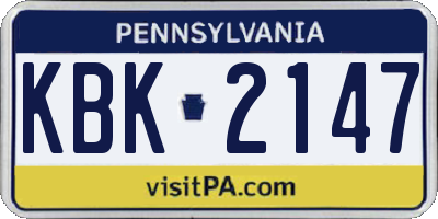 PA license plate KBK2147