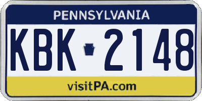 PA license plate KBK2148
