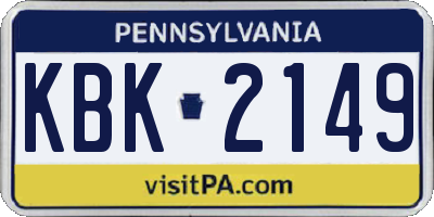 PA license plate KBK2149