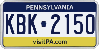 PA license plate KBK2150