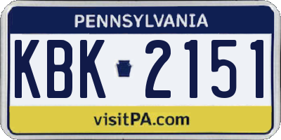 PA license plate KBK2151