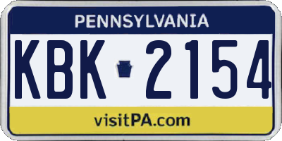 PA license plate KBK2154