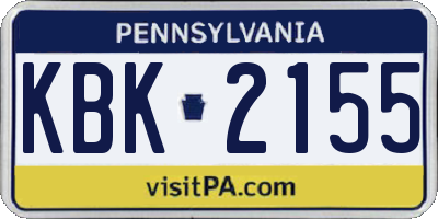 PA license plate KBK2155