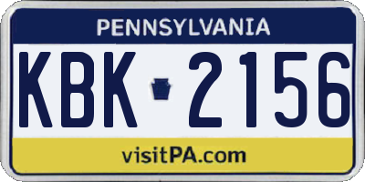 PA license plate KBK2156