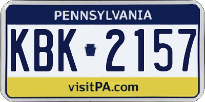 PA license plate KBK2157