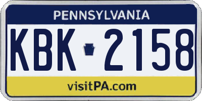 PA license plate KBK2158