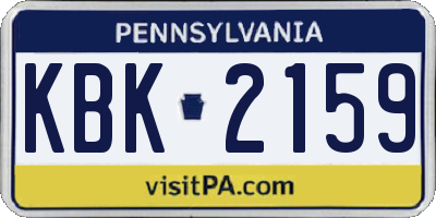 PA license plate KBK2159