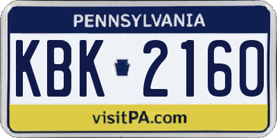 PA license plate KBK2160