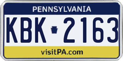 PA license plate KBK2163