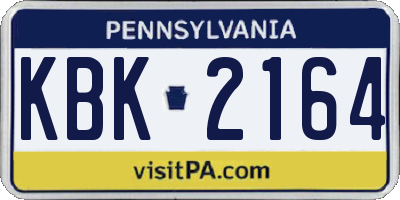 PA license plate KBK2164