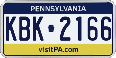 PA license plate KBK2166