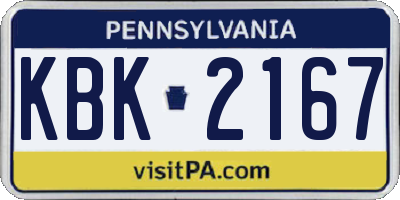 PA license plate KBK2167