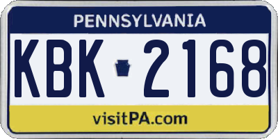PA license plate KBK2168