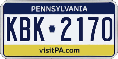 PA license plate KBK2170
