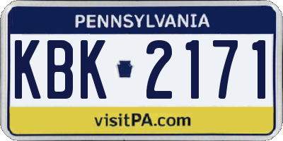 PA license plate KBK2171