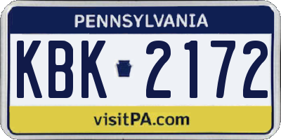 PA license plate KBK2172