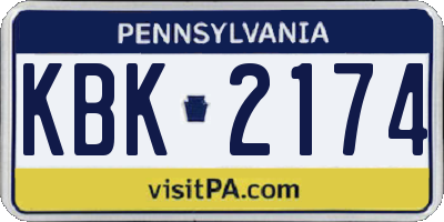 PA license plate KBK2174