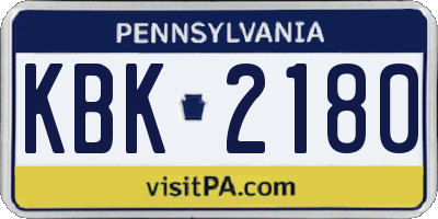 PA license plate KBK2180