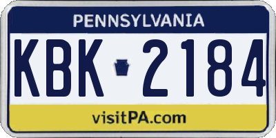 PA license plate KBK2184