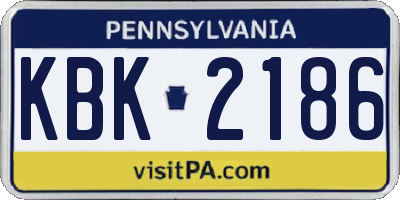 PA license plate KBK2186