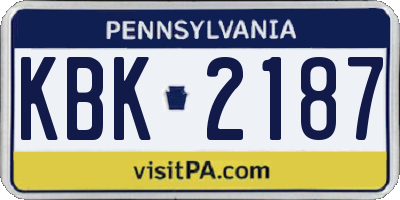PA license plate KBK2187