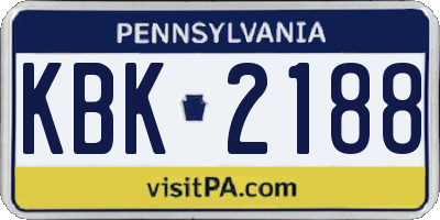 PA license plate KBK2188
