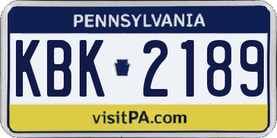 PA license plate KBK2189