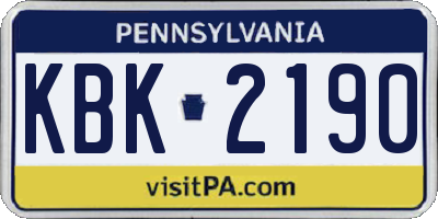 PA license plate KBK2190
