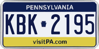 PA license plate KBK2195