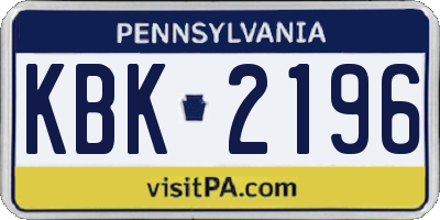 PA license plate KBK2196