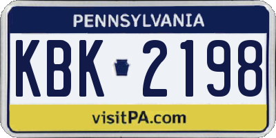 PA license plate KBK2198