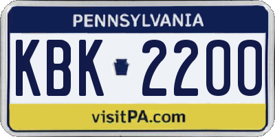 PA license plate KBK2200