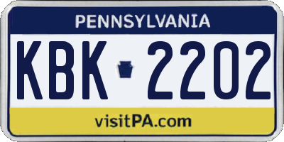 PA license plate KBK2202