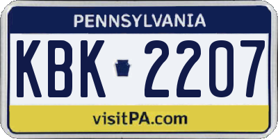 PA license plate KBK2207