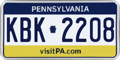 PA license plate KBK2208