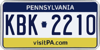 PA license plate KBK2210