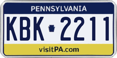 PA license plate KBK2211