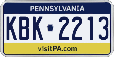 PA license plate KBK2213