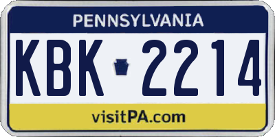 PA license plate KBK2214