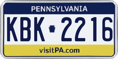 PA license plate KBK2216